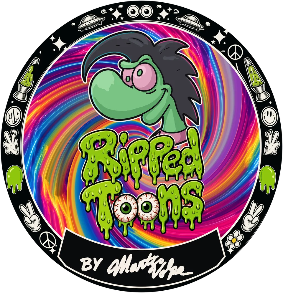 Ripped Toons Attitude Badge art by Marty Volpe